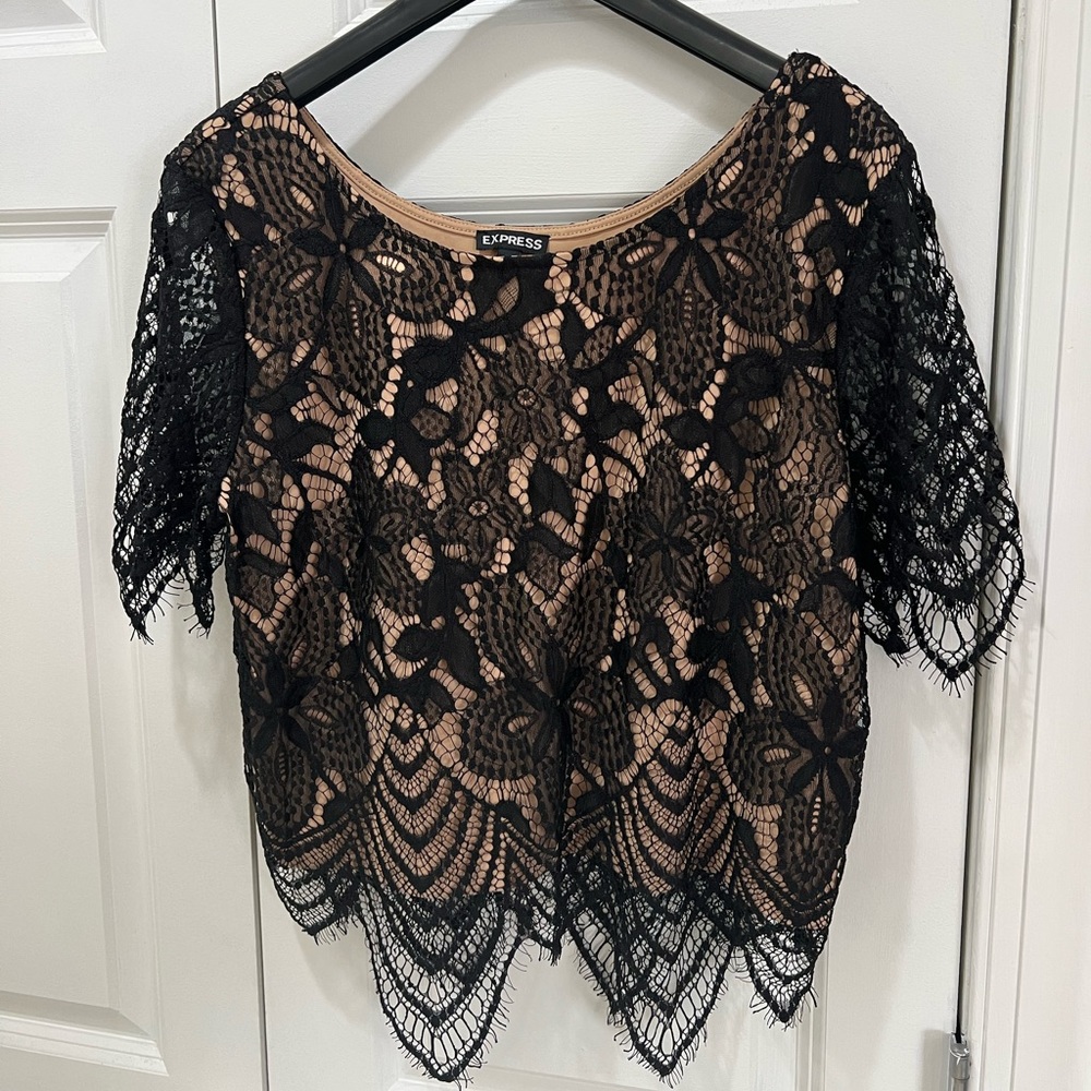 Express all over lace crop top